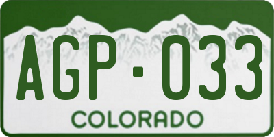 CO license plate AGP033