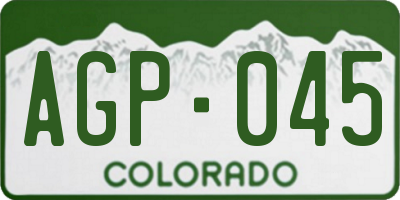 CO license plate AGP045