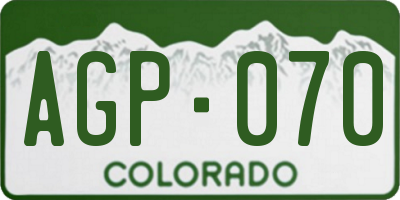 CO license plate AGP070
