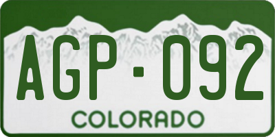 CO license plate AGP092