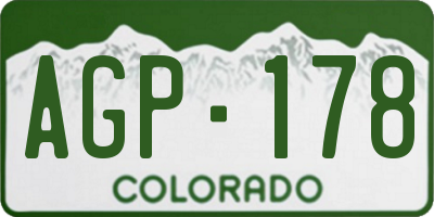 CO license plate AGP178