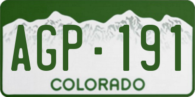 CO license plate AGP191