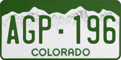 CO license plate AGP196