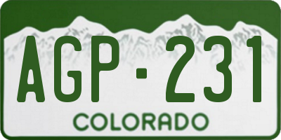 CO license plate AGP231