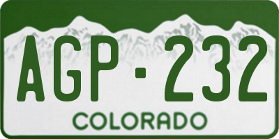 CO license plate AGP232