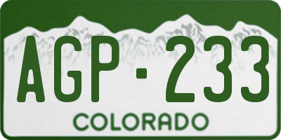 CO license plate AGP233
