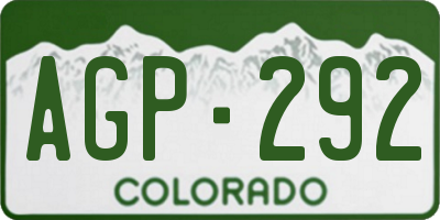 CO license plate AGP292