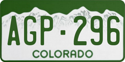 CO license plate AGP296