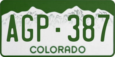 CO license plate AGP387