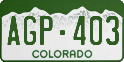 CO license plate AGP403