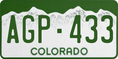 CO license plate AGP433