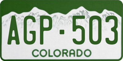 CO license plate AGP503