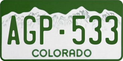 CO license plate AGP533