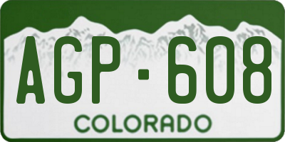 CO license plate AGP608