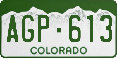 CO license plate AGP613