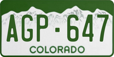 CO license plate AGP647