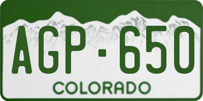 CO license plate AGP650
