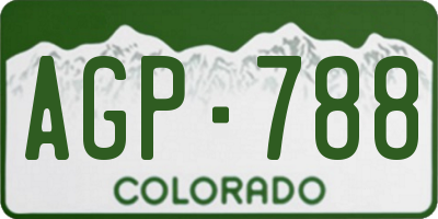CO license plate AGP788