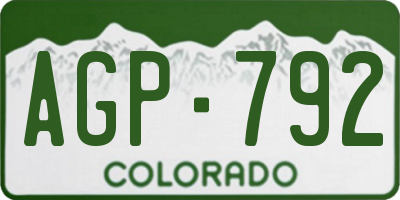 CO license plate AGP792