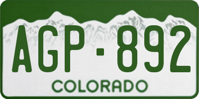 CO license plate AGP892