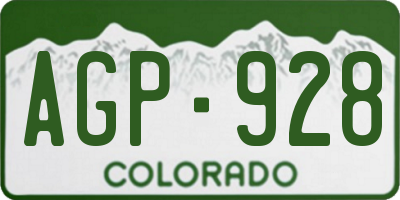 CO license plate AGP928