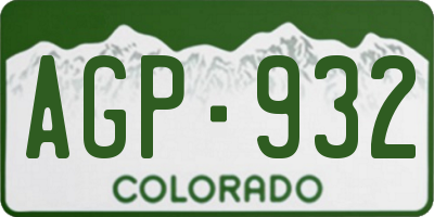 CO license plate AGP932