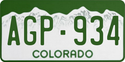 CO license plate AGP934