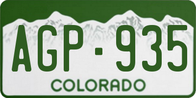 CO license plate AGP935