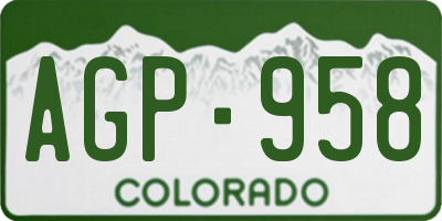 CO license plate AGP958