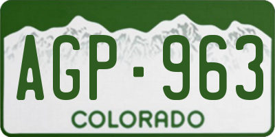 CO license plate AGP963