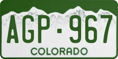 CO license plate AGP967