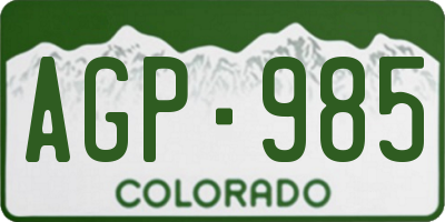 CO license plate AGP985
