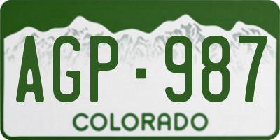 CO license plate AGP987