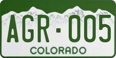 CO license plate AGR005
