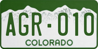 CO license plate AGR010