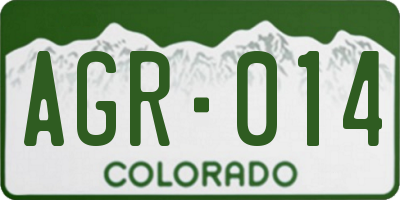 CO license plate AGR014