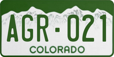 CO license plate AGR021