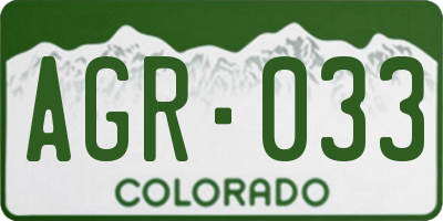CO license plate AGR033