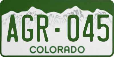 CO license plate AGR045