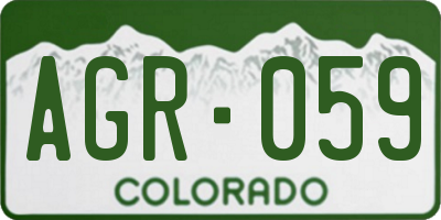CO license plate AGR059