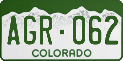 CO license plate AGR062
