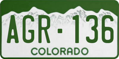 CO license plate AGR136
