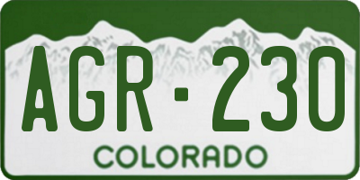 CO license plate AGR230