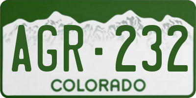CO license plate AGR232