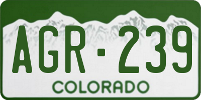 CO license plate AGR239