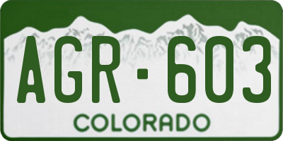 CO license plate AGR603