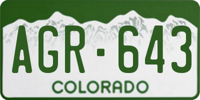 CO license plate AGR643