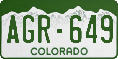 CO license plate AGR649