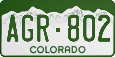 CO license plate AGR802