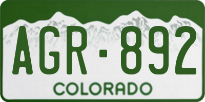 CO license plate AGR892